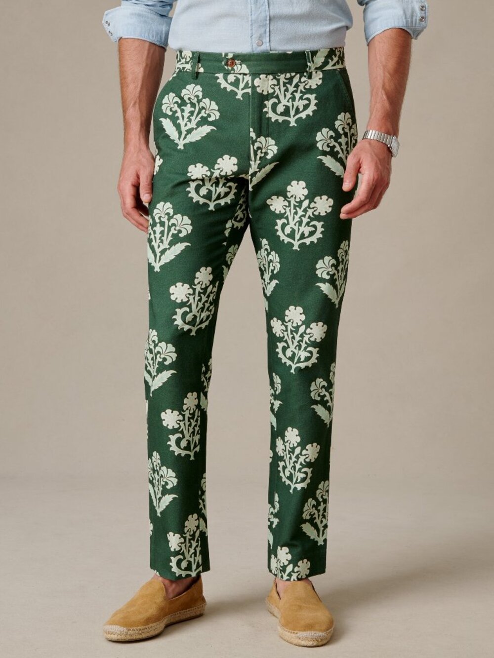 J McLaughlin Madison Fancy Pants in Cloister Leaf - Dark Green/Off White NEW